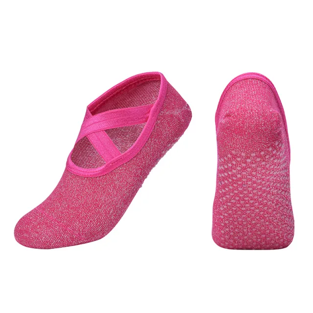 New Fashion Silk Women Yoga Sports Socks Anti Slip Gym Fitness Underwear Breathable Cross Back Pilates Dance Sport Ankle Socks Red - Shop at LoveMi