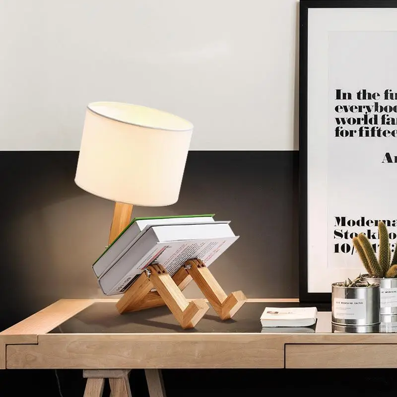 Desk Lamp Creative Bedroom Wooden Bedside Simple