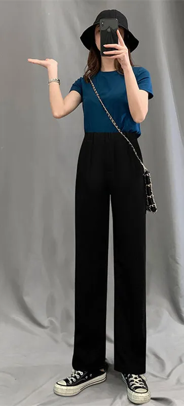 High Waist Drape Is Thin Black Straight Loose Casual Suit Spring And Autumn Mopping The Floor 5 Color - Shop at LoveMi