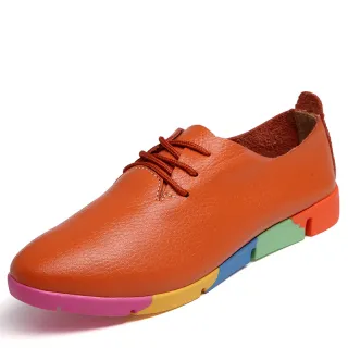 Pointed Shoes Women Leather White Shoes Women Nurse Shoes Casual Shoes Specials - Orange