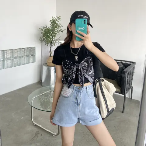 Jeans Women Loose and Thin Wide Leg Pants Shorts