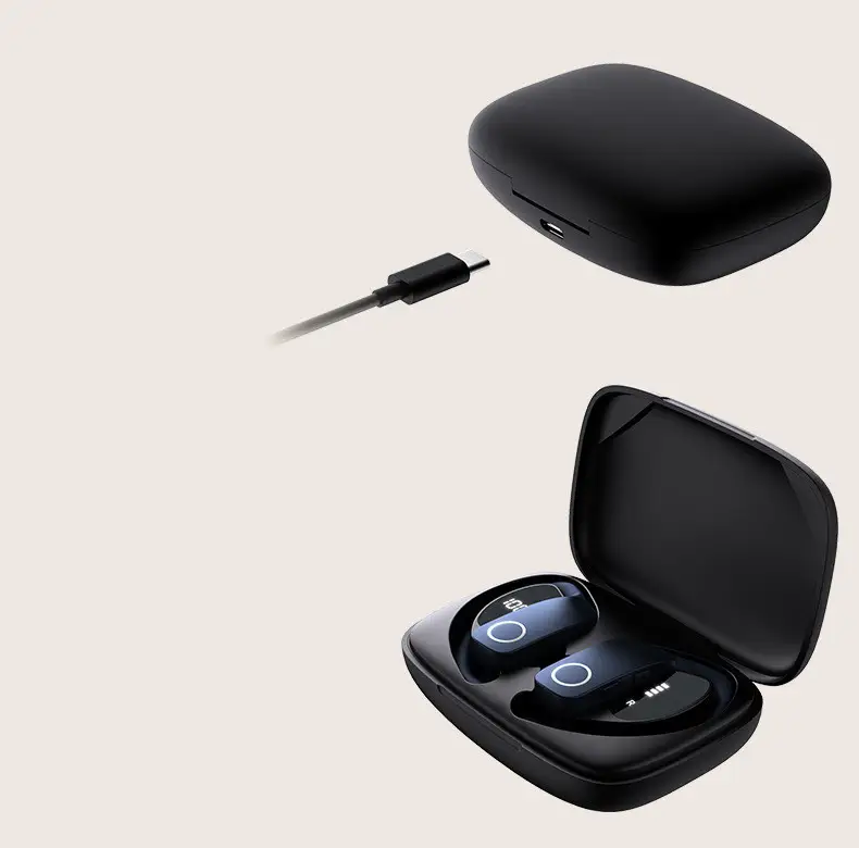 Digital Display Binaural Semi-In-Ear Noise Reduction Bluetooth Headset