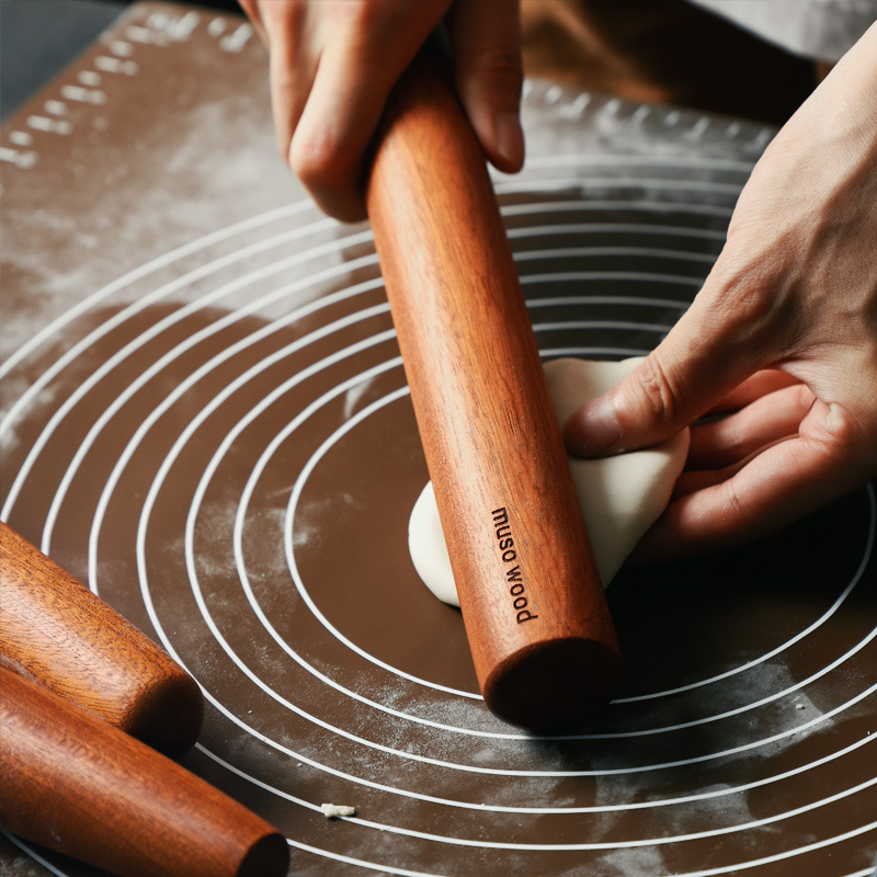 Ebony Wood Unpainted Rolling Pin Solid Wood Size Lengthened Household Artifact Rolling Face Stick