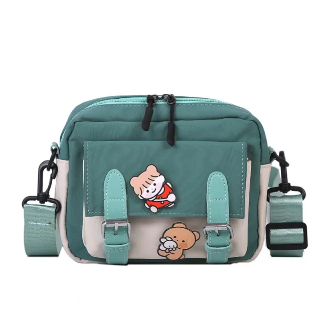 Messenger Bag Female New Style Small Bag Canvas Student One Shoulder Small Square Bag Green - Shop at LoveMi
