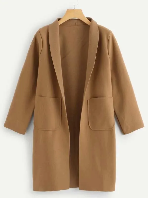 European And American New Product Solid Color Woolen Fashion Jacket Khaki - Shop at LoveMi