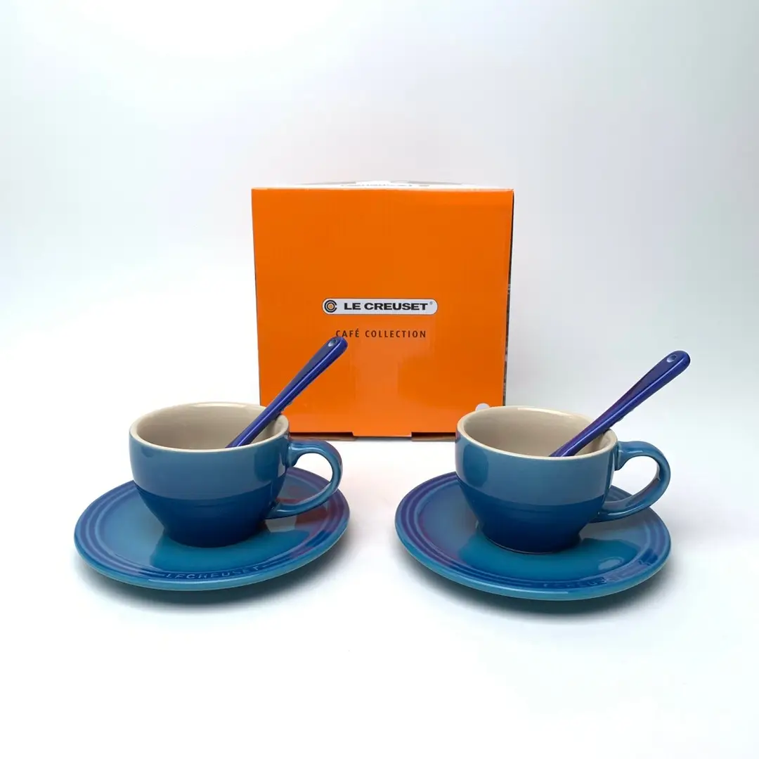 Cool Color Coffee Cup And Saucer Set 2 Cups 2 Saucers 2 Stirring Rods