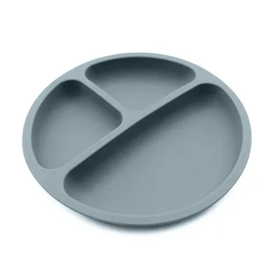 Silicone Baby Anti drop Non slip Dinner Plate Food Compartment Plate Wood Blue - Shop at LoveMi