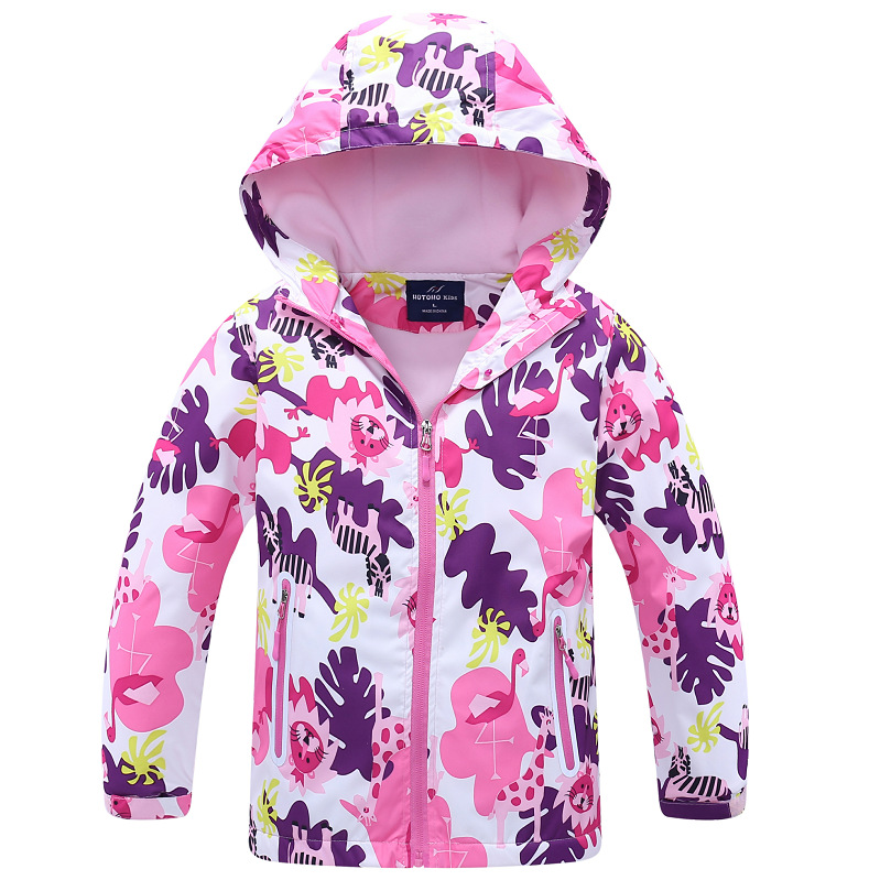 Girls' Jacket Hooded Outdoor Waterproof and Windproof Waist Warm Cardigan