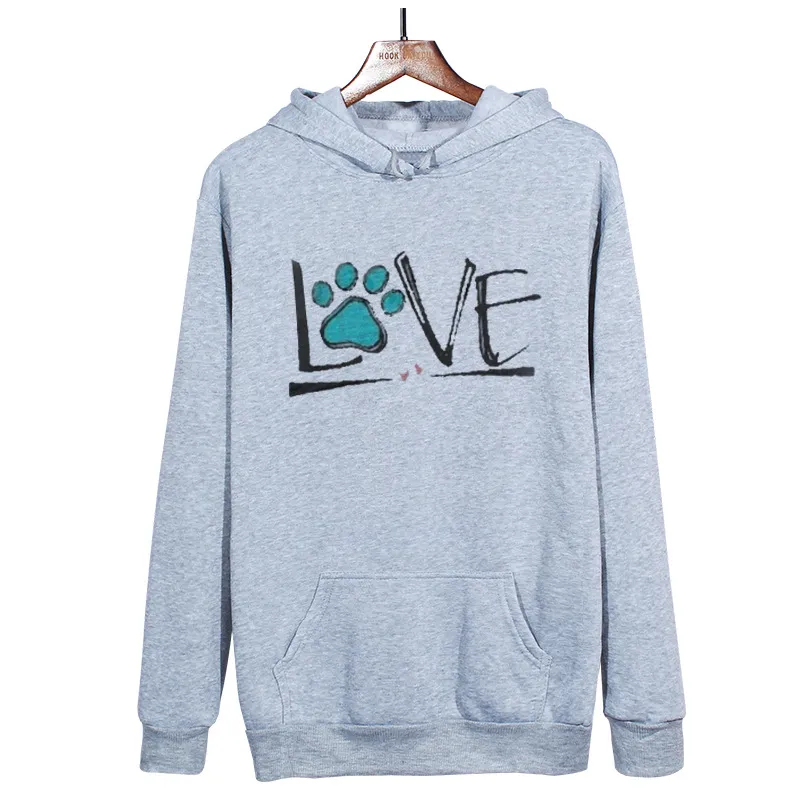Long-sleeved Loose Plus Size Printed Hooded Sweatshirt - Light Grey
