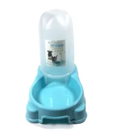 Pet Automatic Food Water Dispenser Puppy Kitten Feeder Bowl Dog Drinker Feeding Dish - Blue - View 1