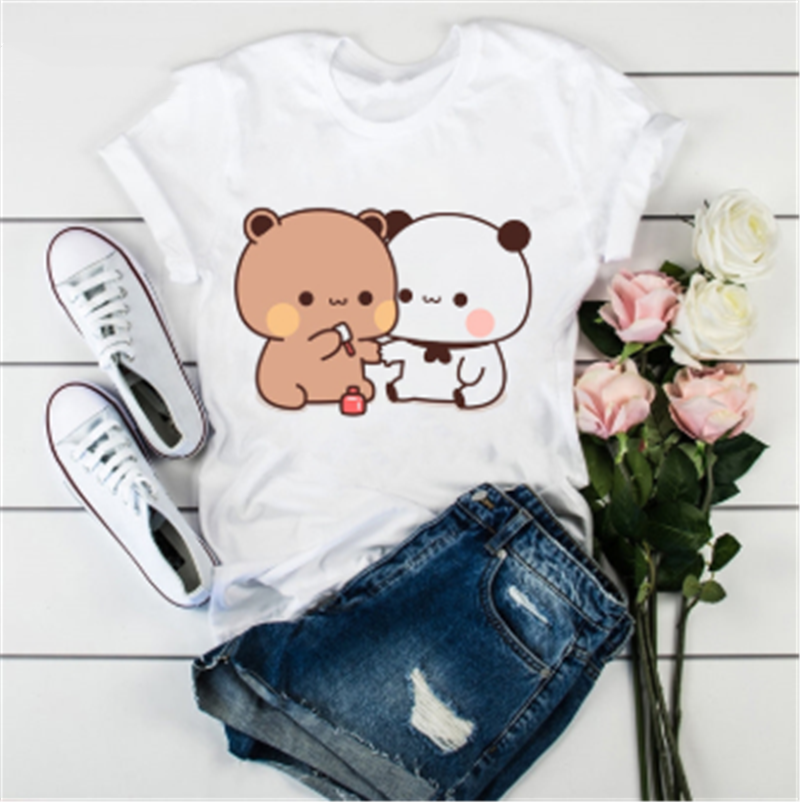 Title 2, Cute Cat Cartoon Print Loose Casual Student T-s...