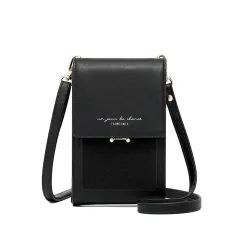 New All-Match Messenger Bag Women Fashion Vertical One-Shoulder Small Change Bag Large Capacity Ladies Mobile Phone Bag - Black - View 1