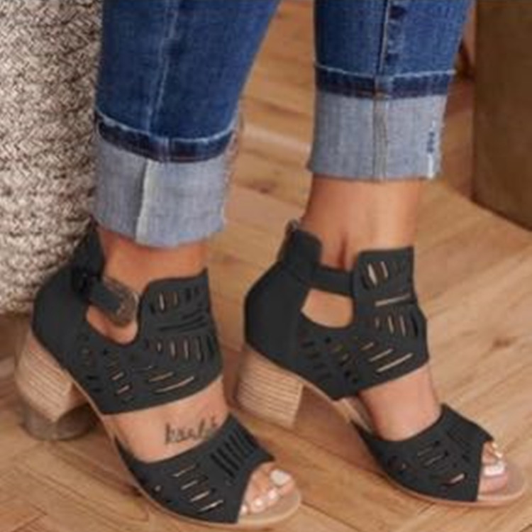 Women'S High Heel Fish Mouth Sandals Black - Shop at LoveMi