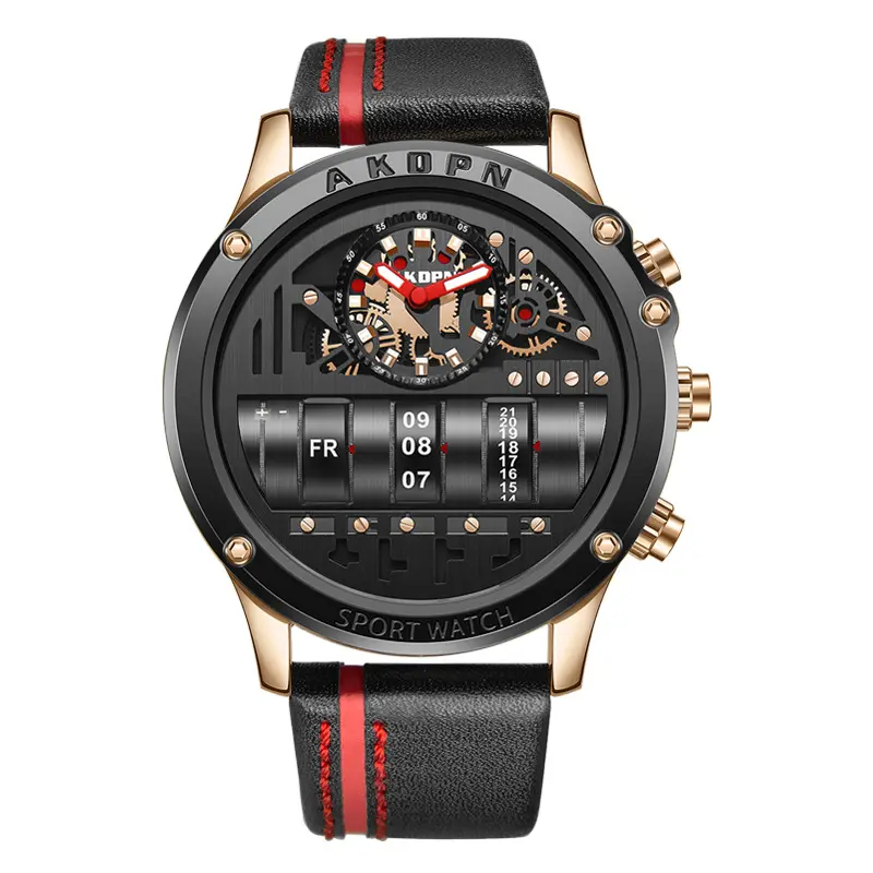 Uniquex Men Wrist Watches Leather Black Silver