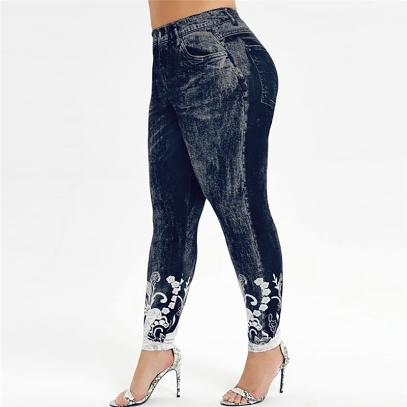 Printed Slim Yoga Leggings Plus Size Sweatpants Black - Shop at LoveMi