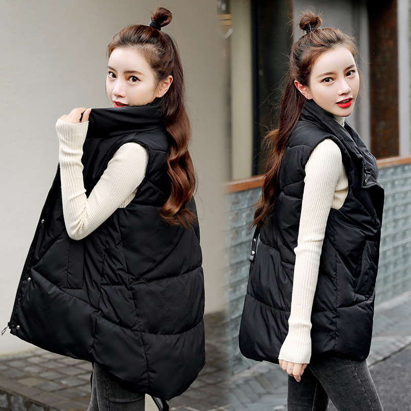 Women's Down Cotton Vest Short Thick Padded Coat Women's Waistcoat Loose Cotton Coat