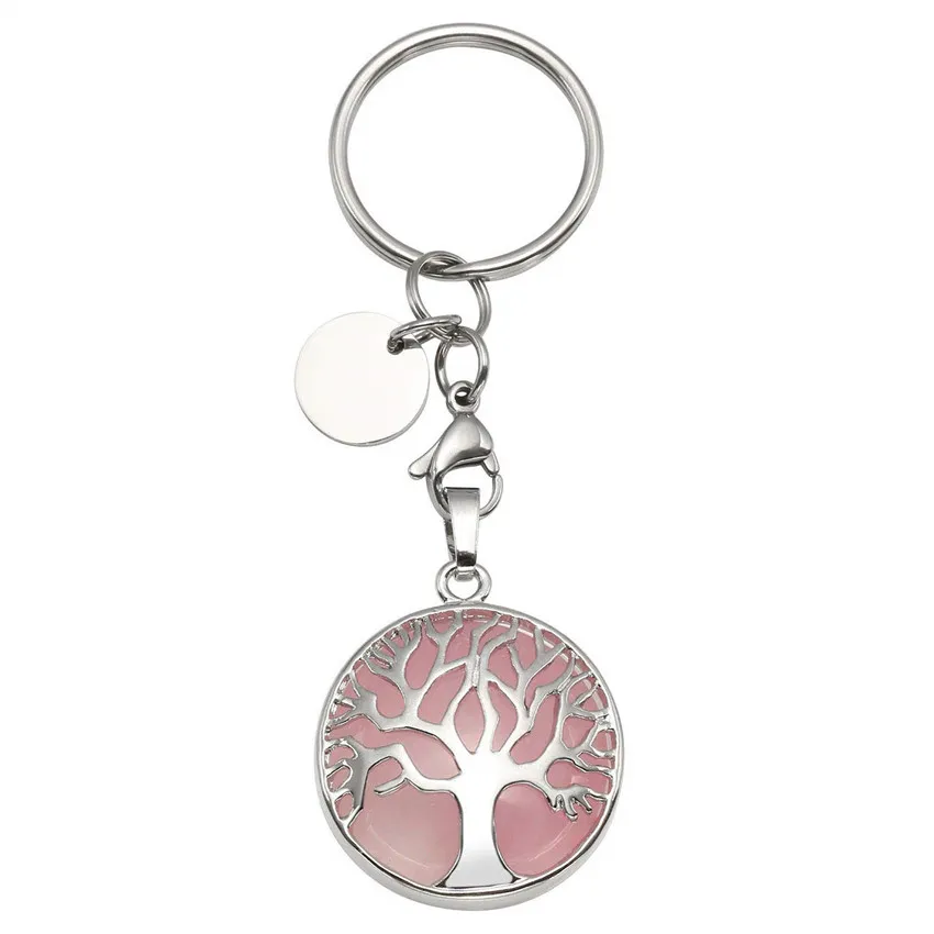 Round Hollow Tree Of Life Pendant - Pink