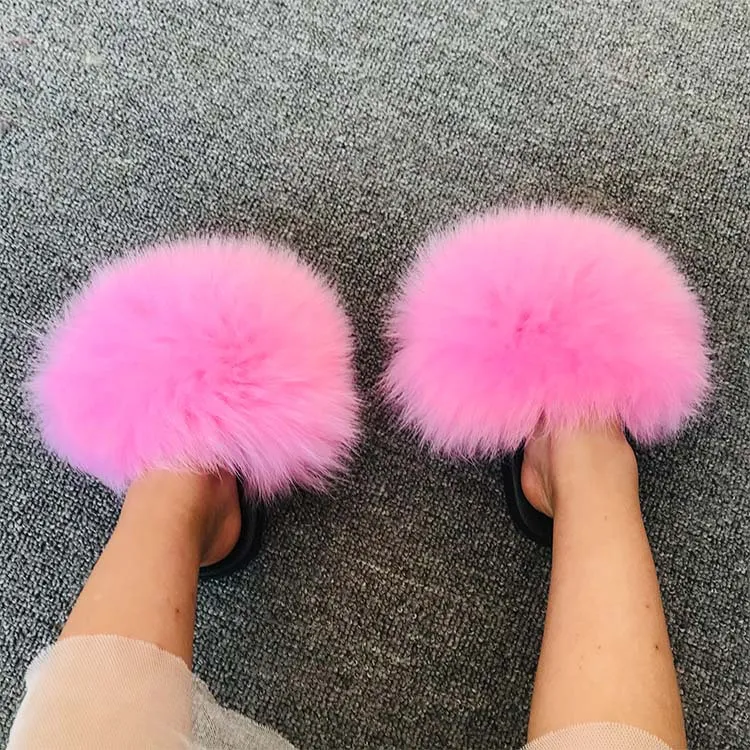 Slippers For Summer Wear Casual Fur Sandals - Pink