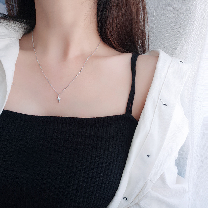 Silver Jewelry Lightning Necklace Niche All-Match