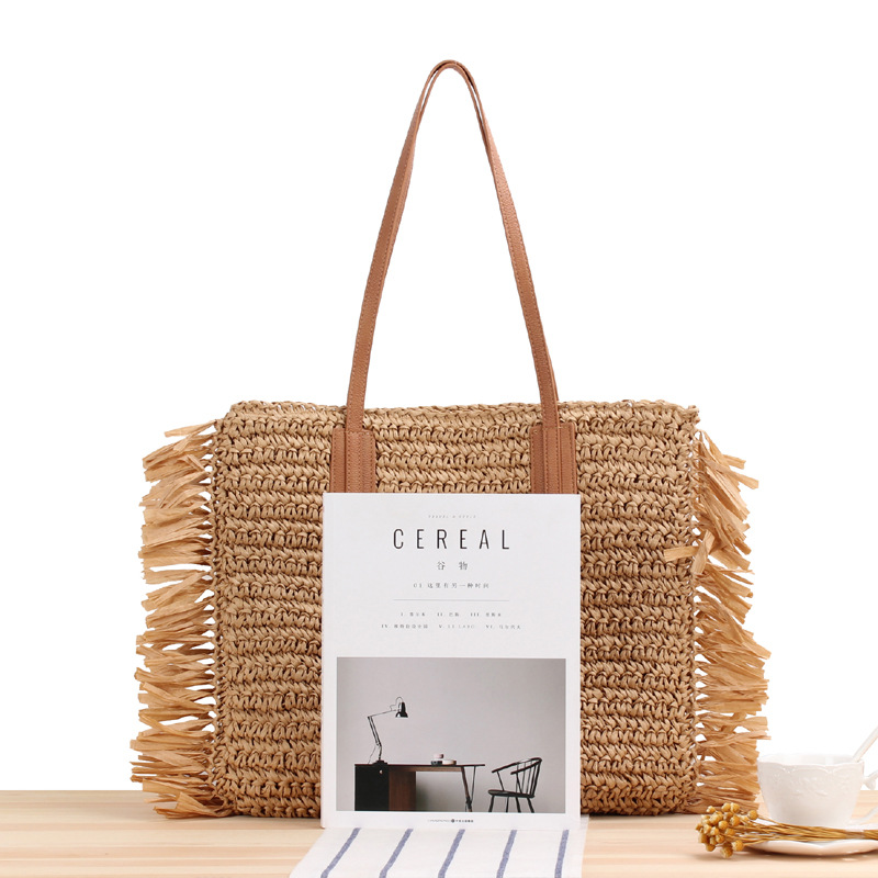 Xiaomi Dai New Tassel One-Shoulder Straw Bag Sui Sui Paper Woven Bag Summer Beach Bag Fashion