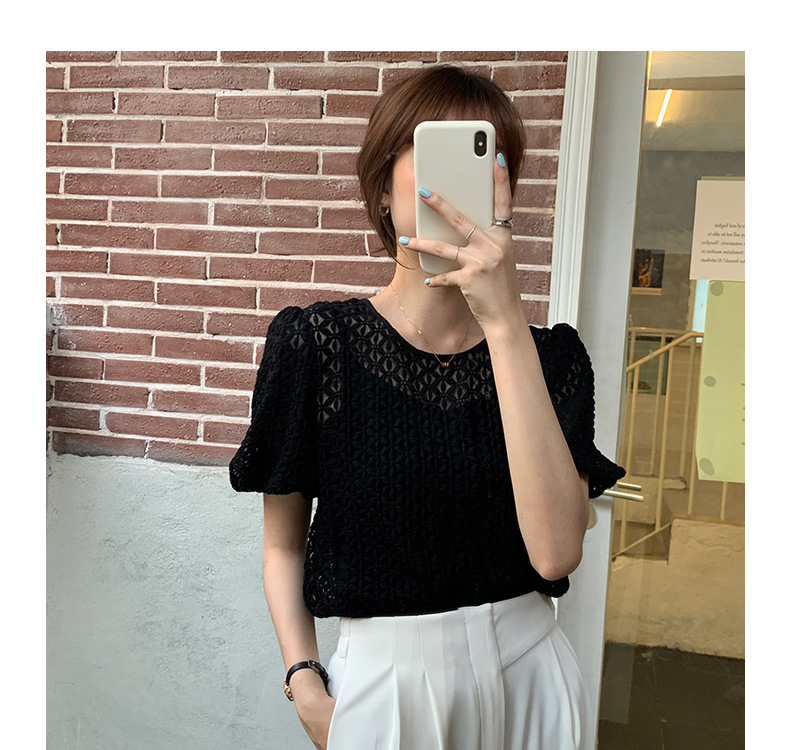 Title 13, Two-piece French Retro Foam Sleeve Lace Top Fre...