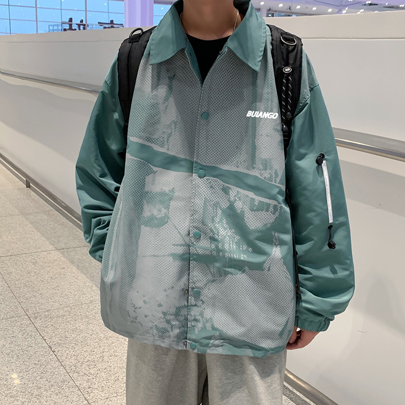 Reflective Jacket Men'S Korean Style Trendy Graffiti Ins Loose Jacket Hong Kong Style Jacket