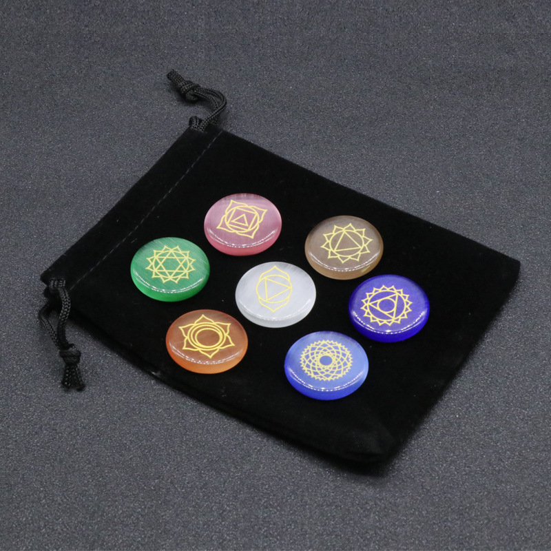 Seven Opal Chakras Yoga Energy Healing Stone Flannel Bag Wish Amazon Cross-Border Hot Sale — foto 3