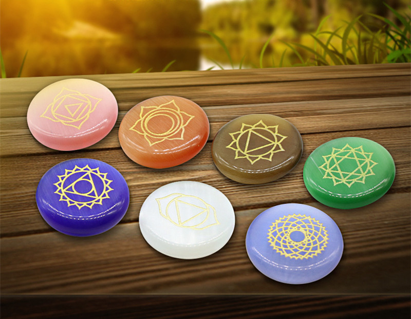 Seven Opal Chakras Yoga Energy Healing Stone Flannel Bag Wish Amazon Cross-Border Hot Sale — foto 2