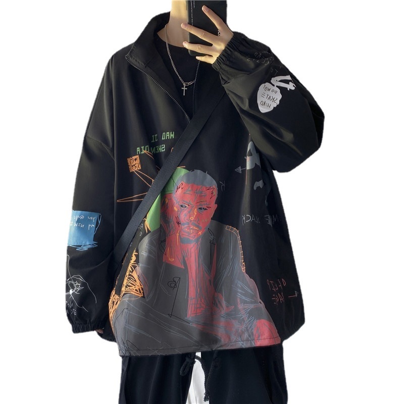 Graffiti Clothes Men's Korean Style Trendy Handsome Street Jacket