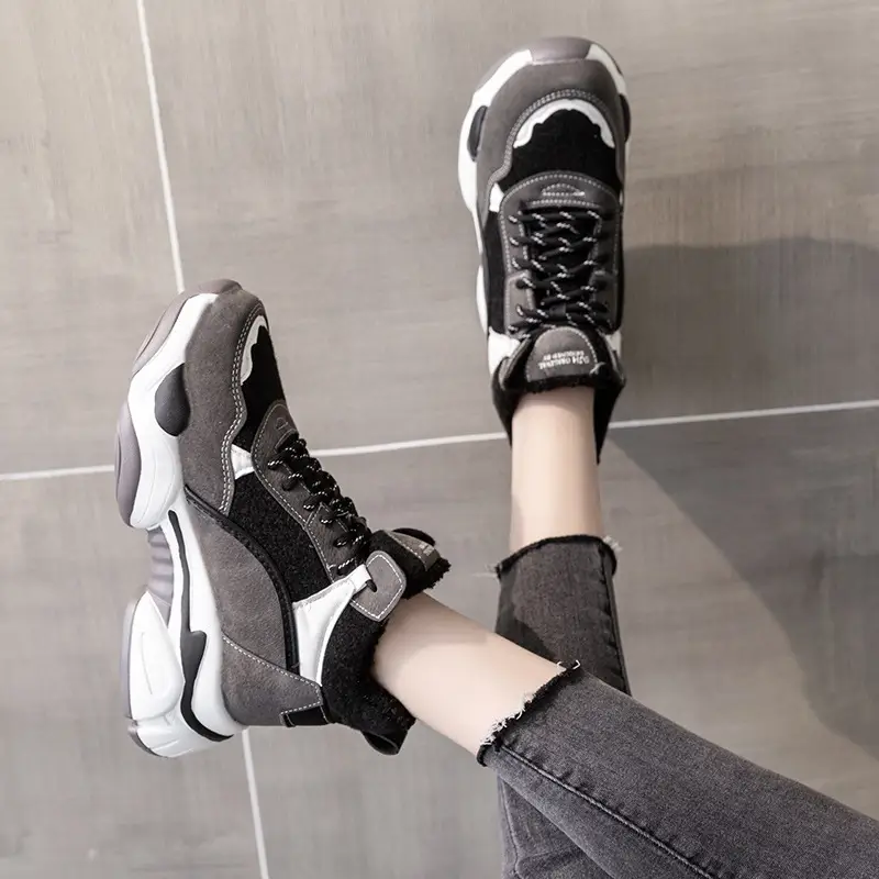New Fashion Platform Platform Sponge Cake Plus Velvet Sports High-Top Shoes