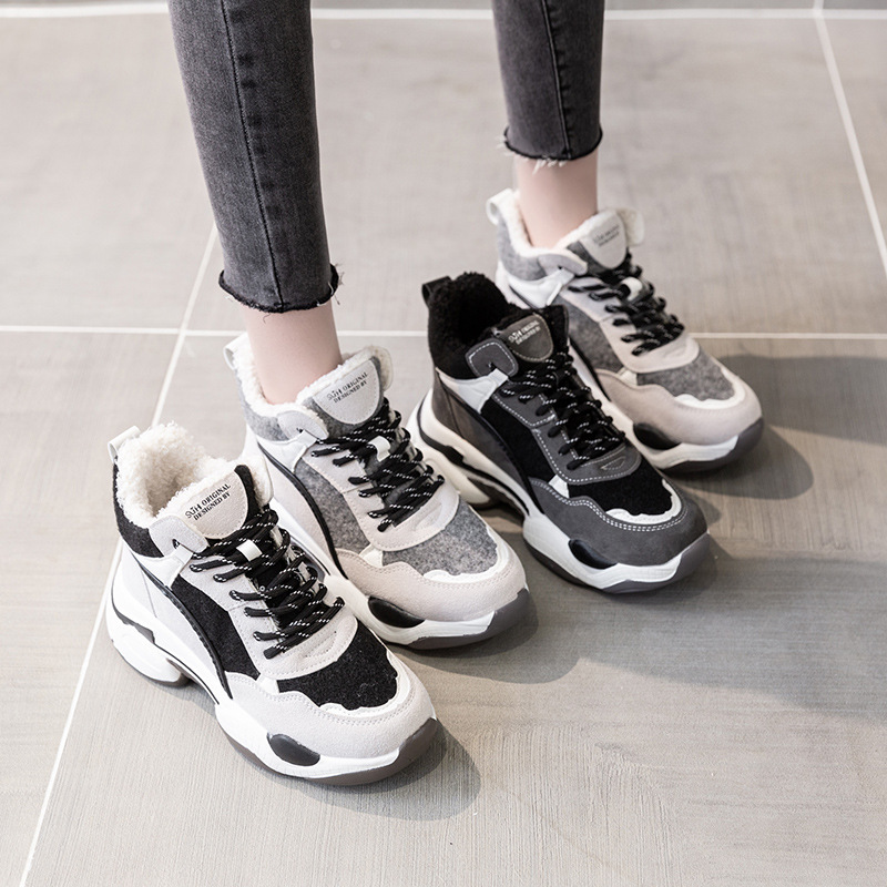 New Fashion Platform Platform Sponge Cake Plus Velvet Sports High-Top Shoes