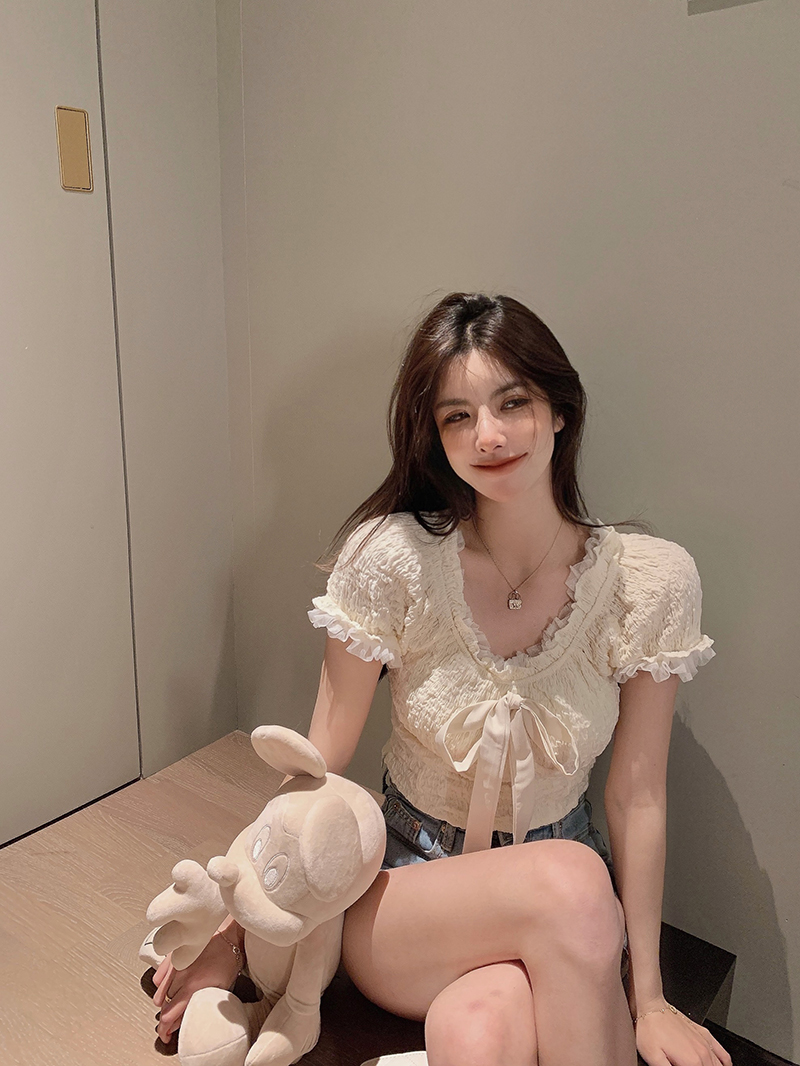 One Shoulder Lace Chiffon Shirt Women Summer