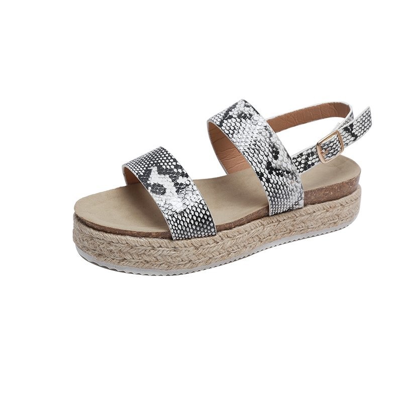 Fashion Ladies Simple Buckle Platform Sandals Snakeskin Pattern 37 - Shop at LoveMi