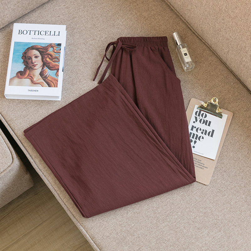 Wide-Leg Pants Women'S Summer Cotton And Linen Breathable Loose Large Size