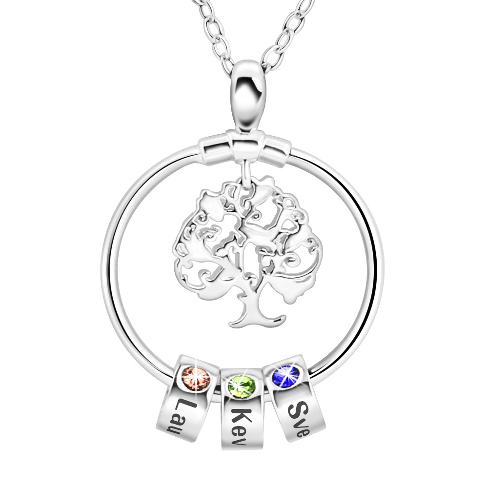Copper Material Tree Of Life 12-color Hollow Wishing Tree Clavicle Chain Female