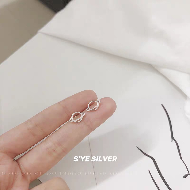 S925 Silver Small Universe Earrings Jewelry Don't Need to Pick Hypoallergenic Female