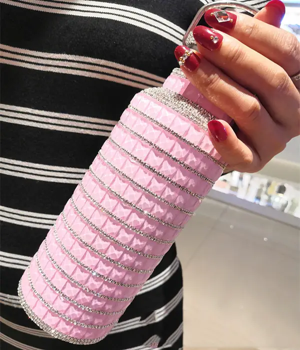 Full Drill Thermos Cup High Grade Net Red Girl 304 Stainless Steel Portable Flash Drill Water Bottle Inlaid With Drill Water Cup Portable Big Mouth Cup