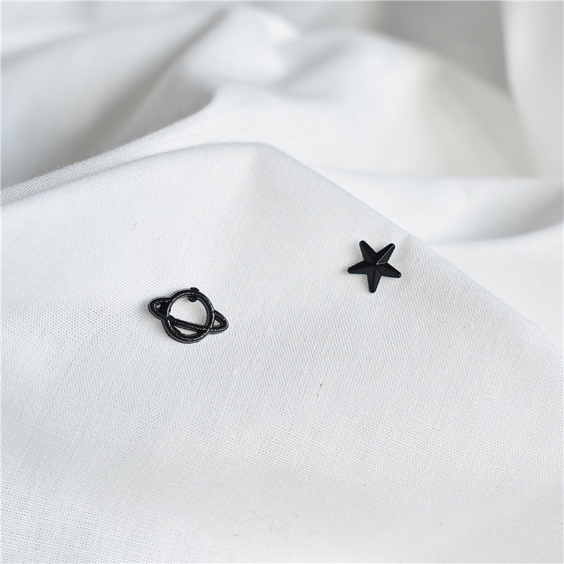 Title 9, Hollow Planet Star Asymmetrical Stud Earrings