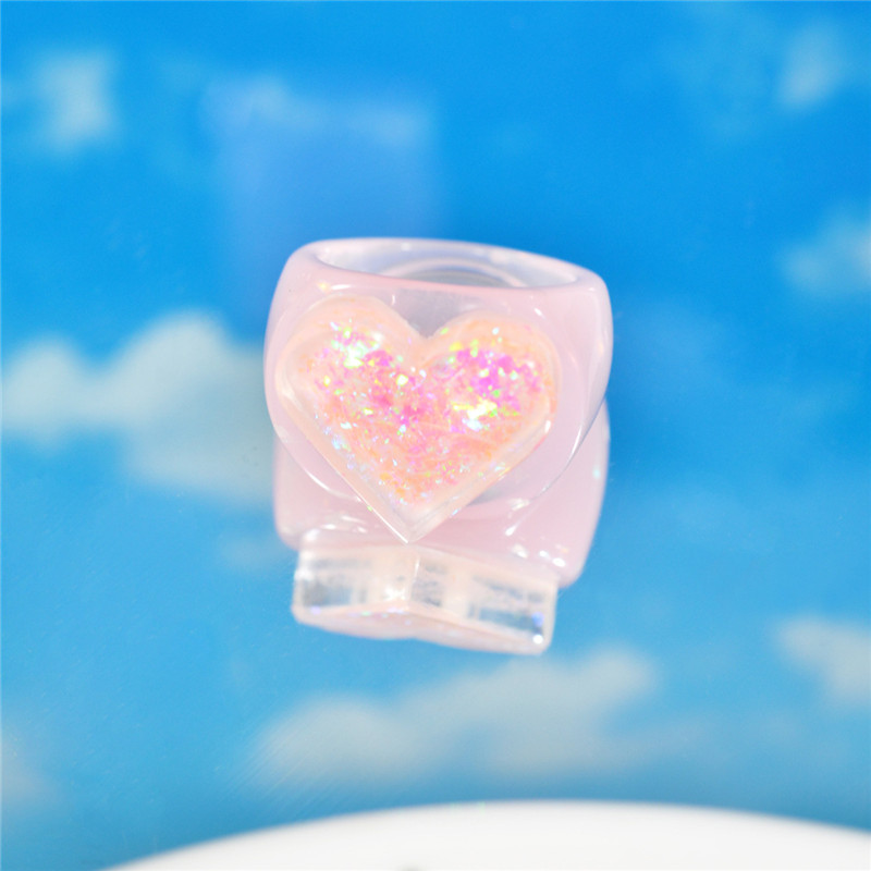 Color Acrylic Resin Peach Heart Ring Shank
