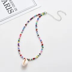 Colourful Rice Beads Shell Clavicle Chain Bohemia Short Necklace Ethnic Style Conch Necklace - Light Colour Beads - View 1