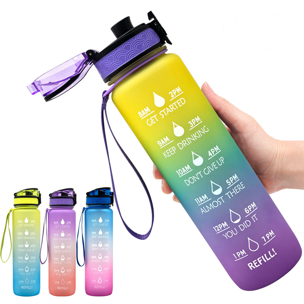 1L Tritan Water Bottle | Time Marker Motivational Leakproof Sports & Fitness Bottle - Image 3