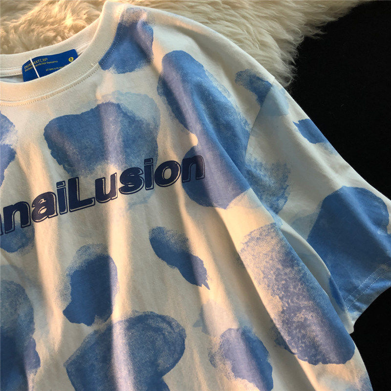 Impression Painting Design Sense French Couple Suit Half Sleeve Summer