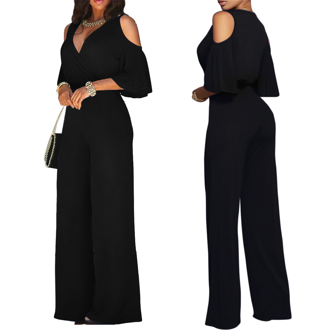 Title 2, Sexy Fashion Loose Wide-Leg Jumpsuit