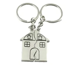 Cartoon Creative House Shape Couple Travel Commemorative Alloy Keychain - 3X4Cm - View 1