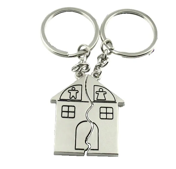Cartoon Creative House Shape Couple Travel Commemorative Alloy Keychain 3X4Cm - Shop at LoveMi
