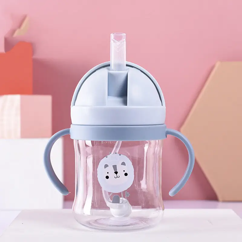 Children'S Straw Cup With Gravity Ball With Handle Anti-Choke Kindergarten Portable Handle Water Cup Baby Cup Learn To Drink