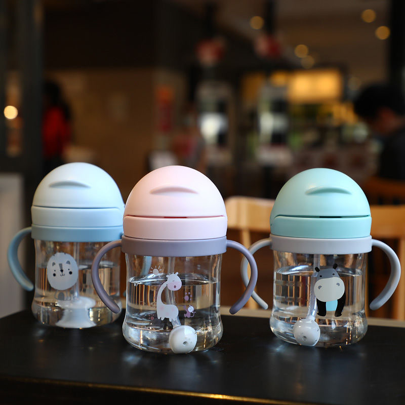 Children'S Straw Cup With Gravity Ball With Handle Anti-Choke Kindergarten Portable Handle Water Cup Baby Cup Learn To Drink