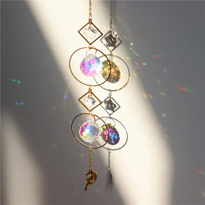 Crystal Wind Chime Star Pendant Sun Suncatcher Decoration Curtain
