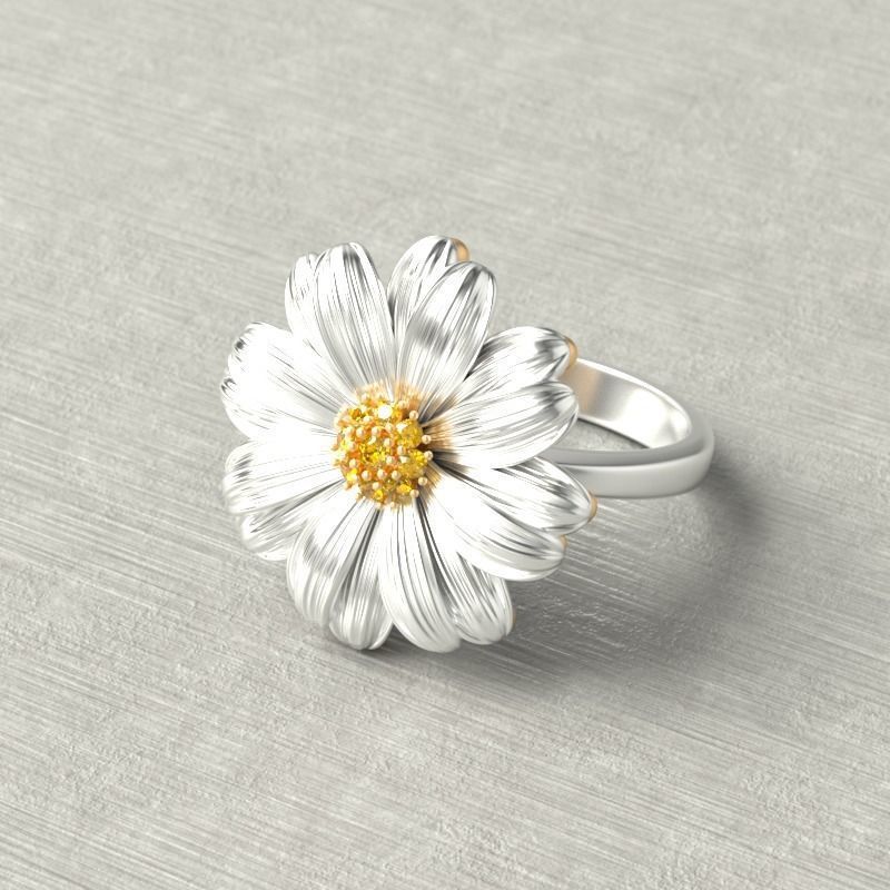European And American 18K Gold Plated Two-Tone Chrysanthemum Sunflower Sunflower Ring