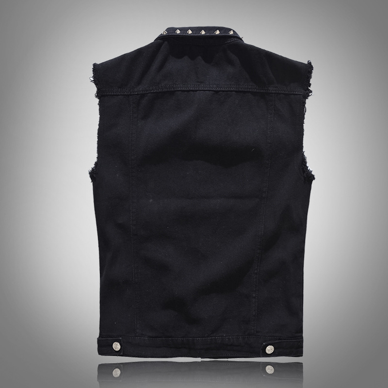 Title 4, Slim Fit Black Denim Vest Men Sleeveless